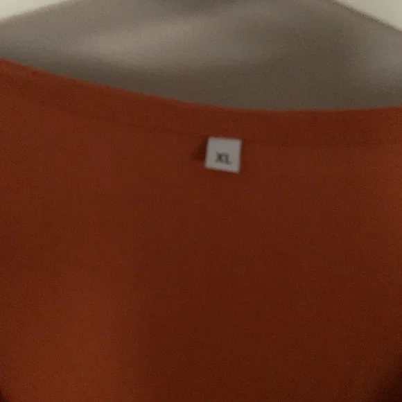 Elegant Autumn Orange V-Neck Dress - Picture 4 of 5